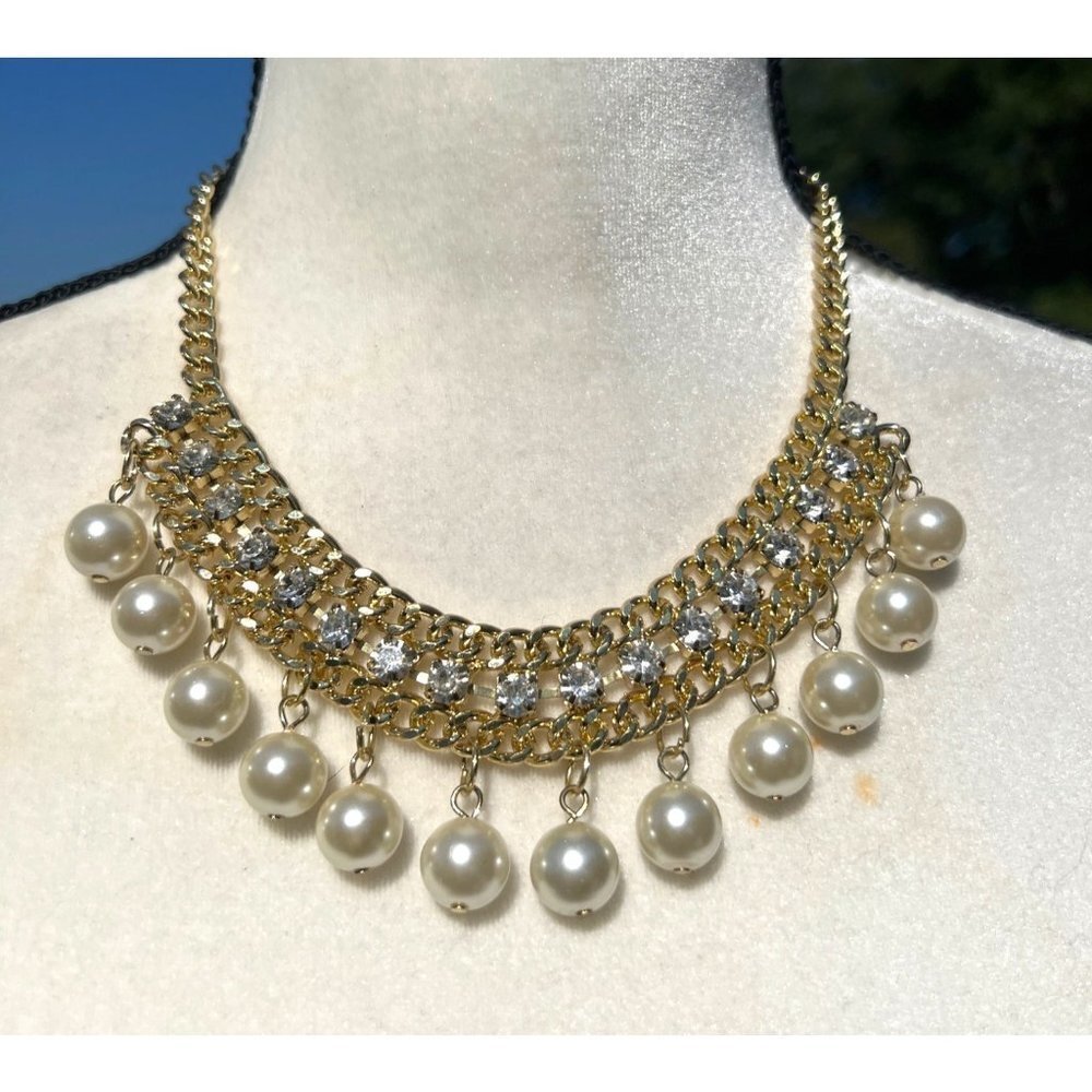 Gold-tone Crystal Statement Necklace -- 18"